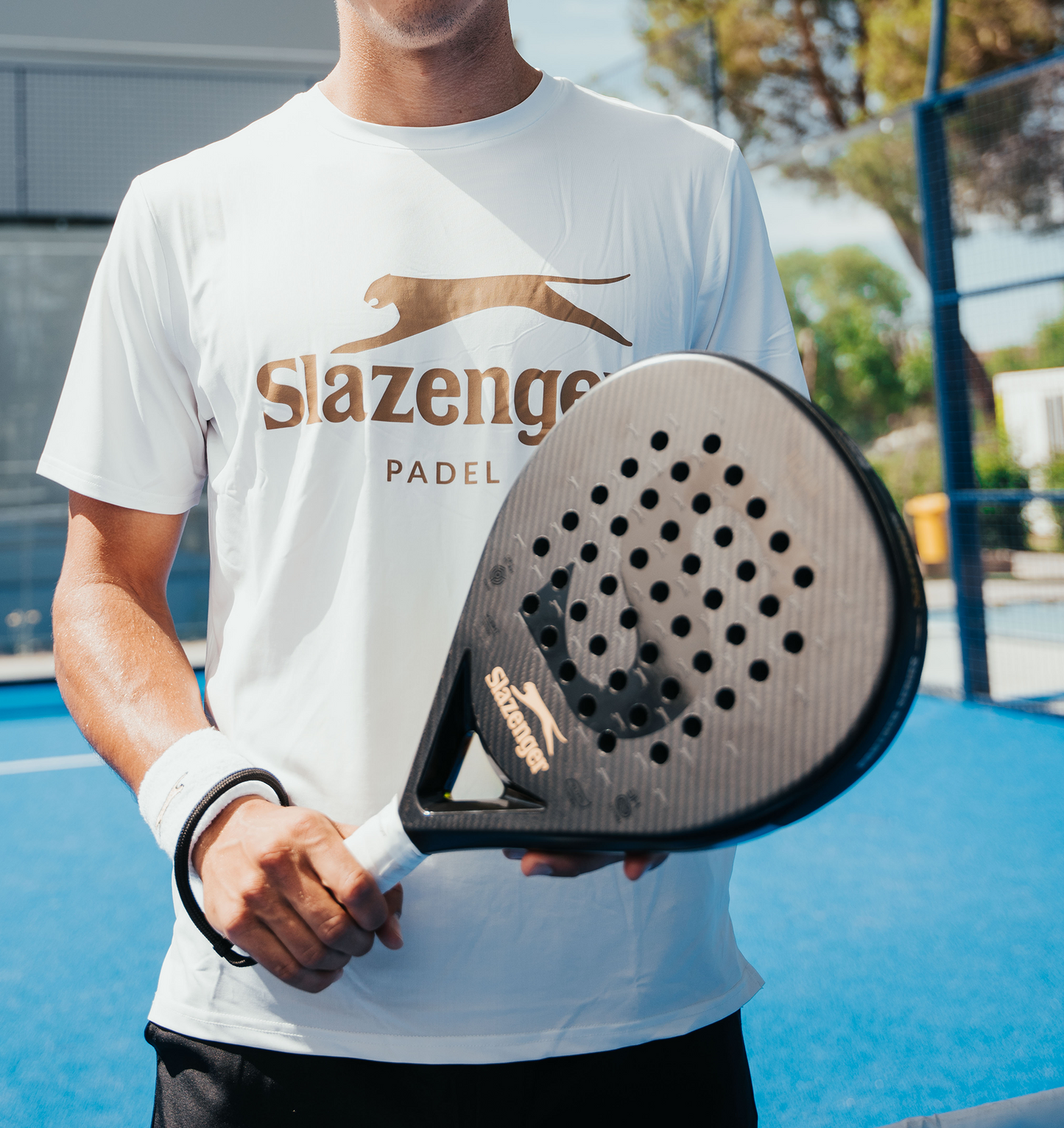 Slazenger Padel Panther Padel Racket Icon Gold Hybrid 12K (Black)