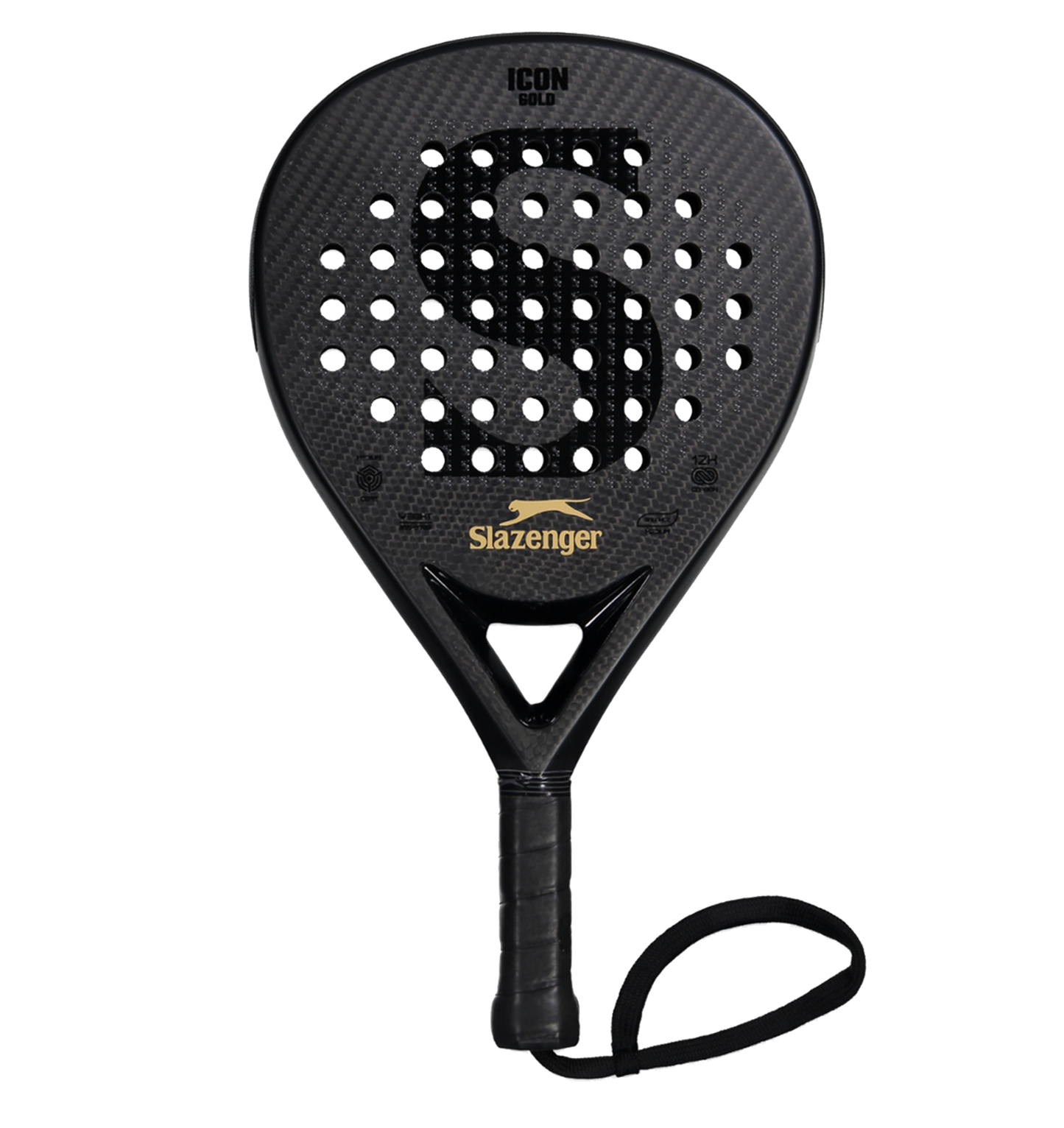Slazenger Padel Panther Padel Racket Icon Gold Hybrid 12K (Black)